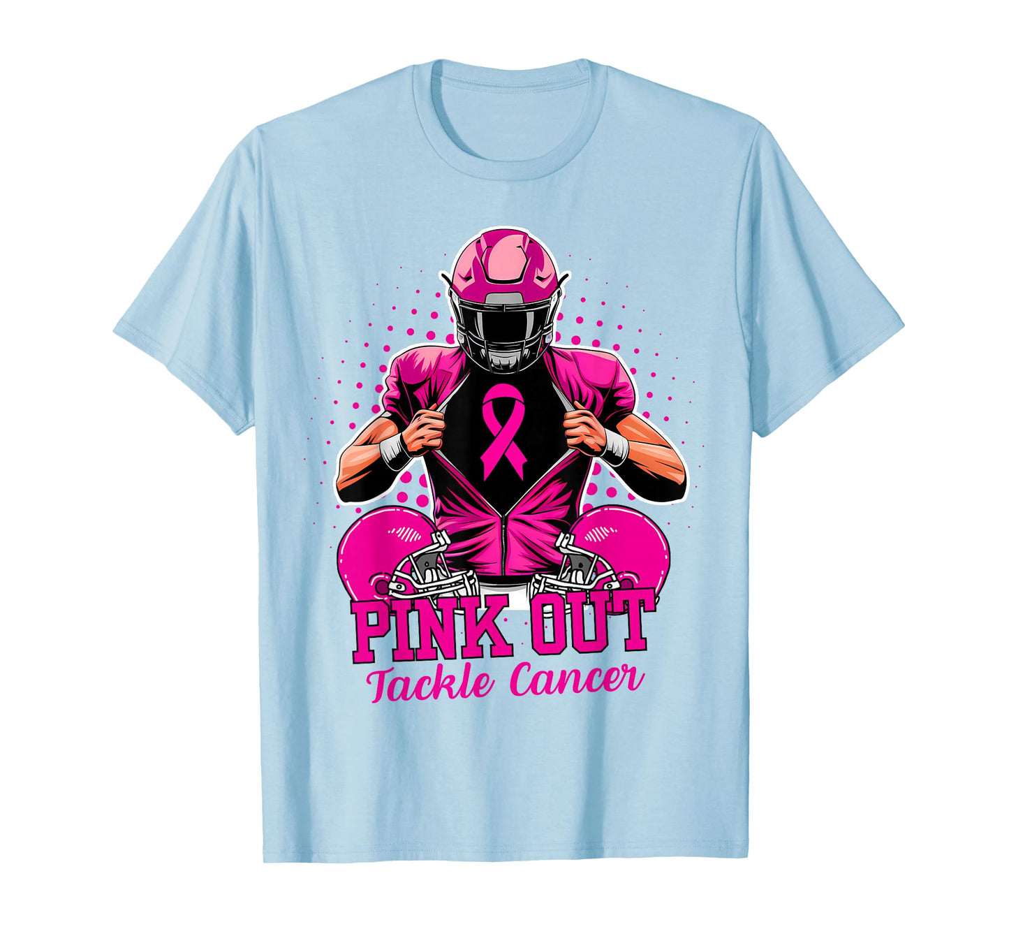 Breast Cancer Awareness Pink Ribbon Football Support Women T-Shirt