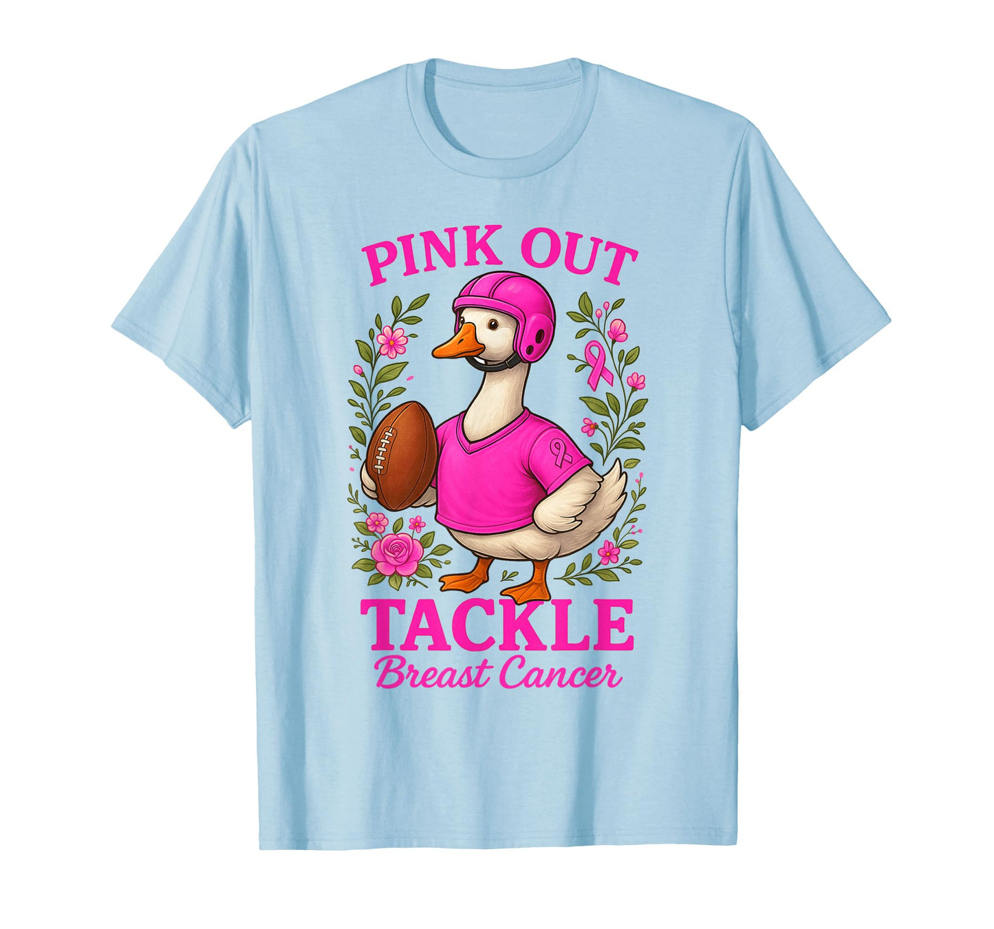 Pink Out Tackle Breast Cancer American Football Goose Women T-Shirt
