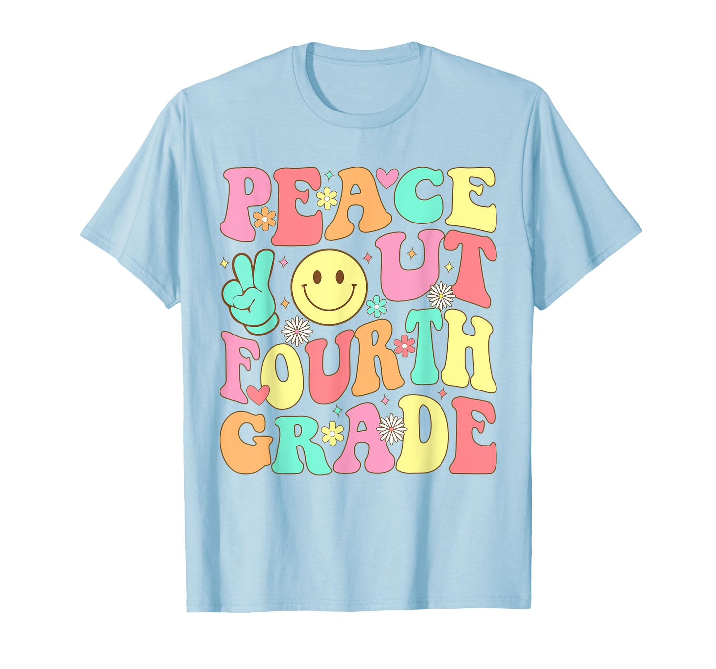 Peace Out Fourth Grade Groovy 4th Grade Last day of school T-Shirt