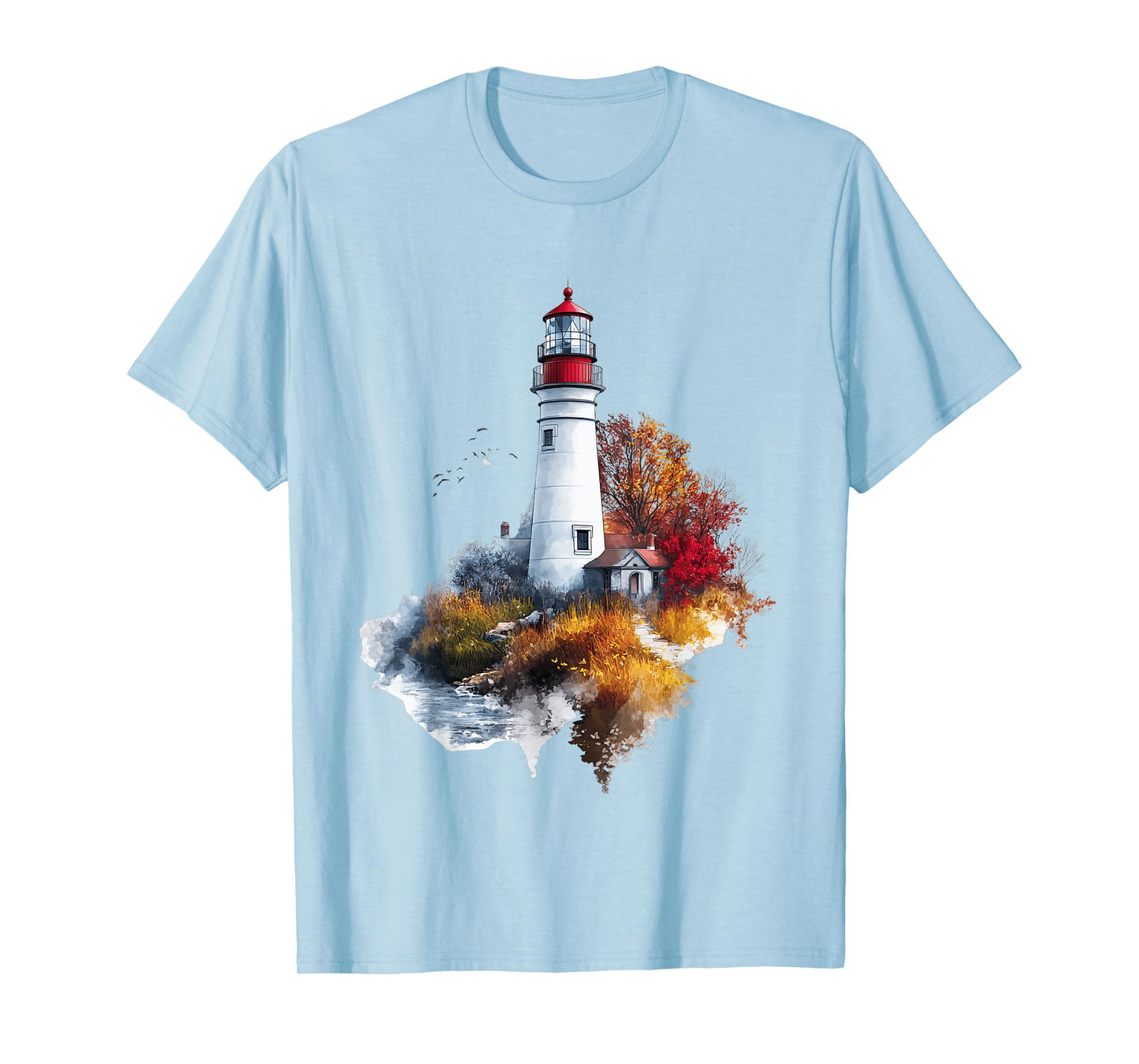 Scenic Lighthouse in Autumn Landscape T-Shirt