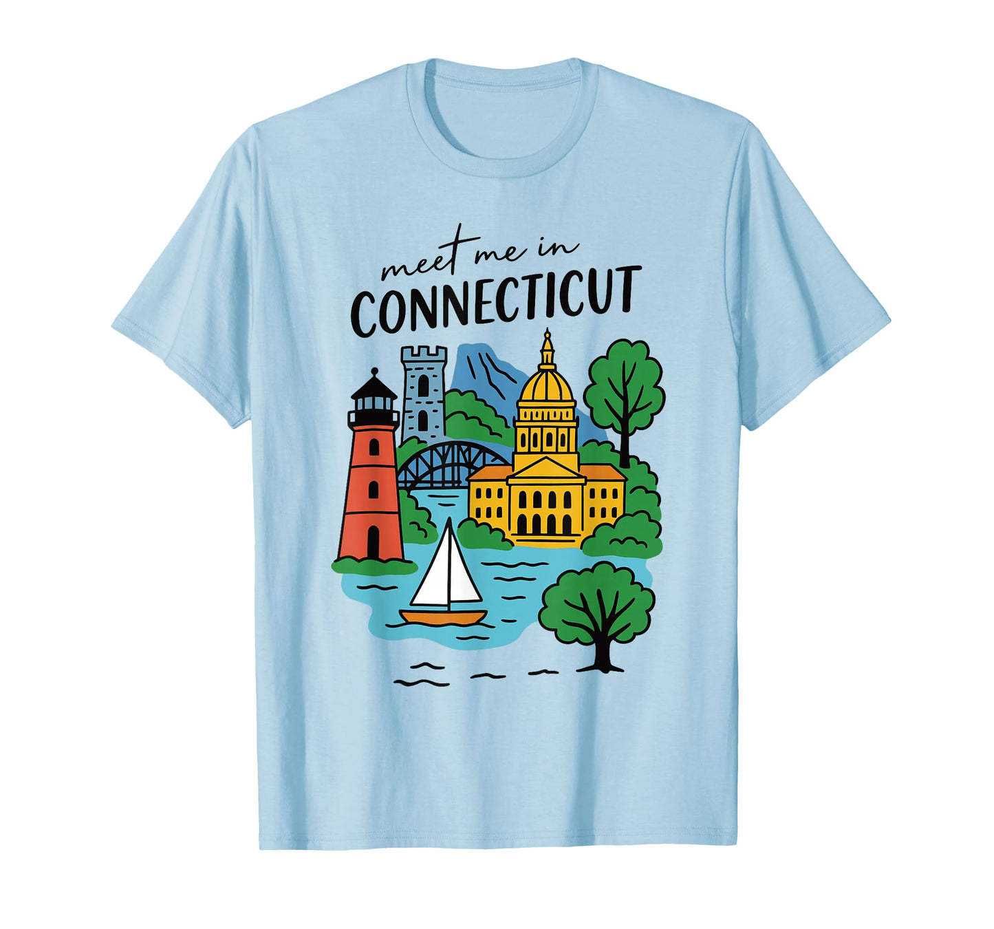 Meet me in Connecticut - Cute US State Travel Retro Design T-Shirt