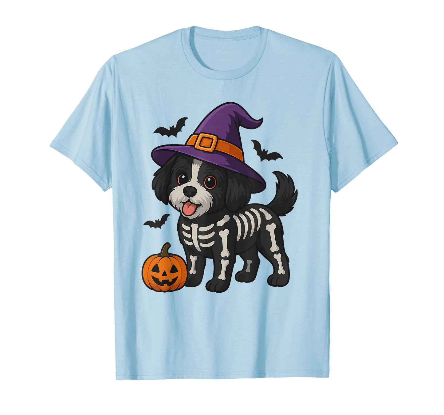 Shih Tzu Skeleton Halloween Spooky Trick or Treat T-Shirt