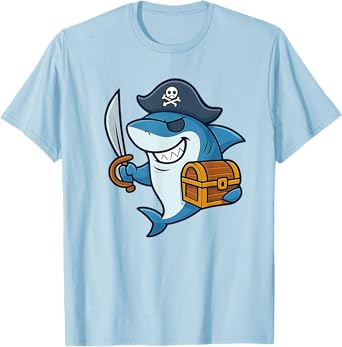 Pirate Shark Halloween Costume Cool For Kids And Boy T-Shirt