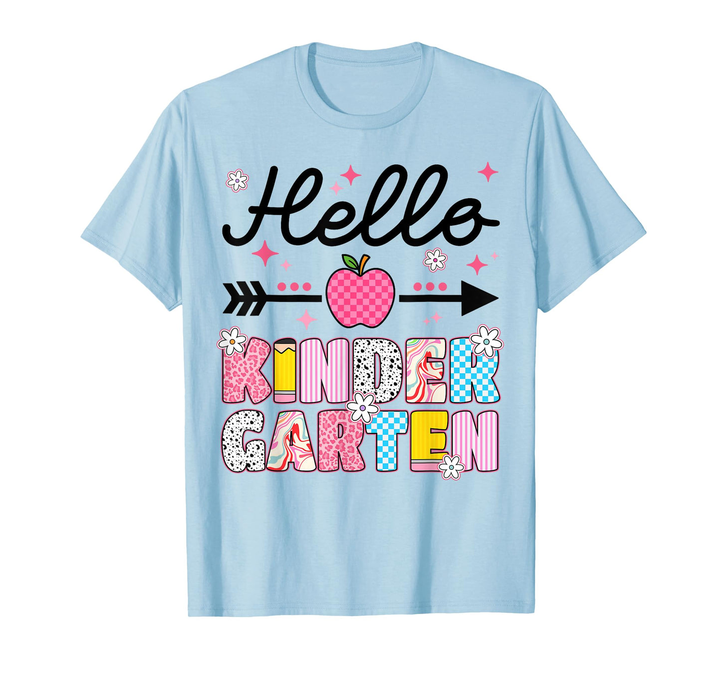 Hello Kindergarten Apple First Day Of School Teachers Girls T-Shirt