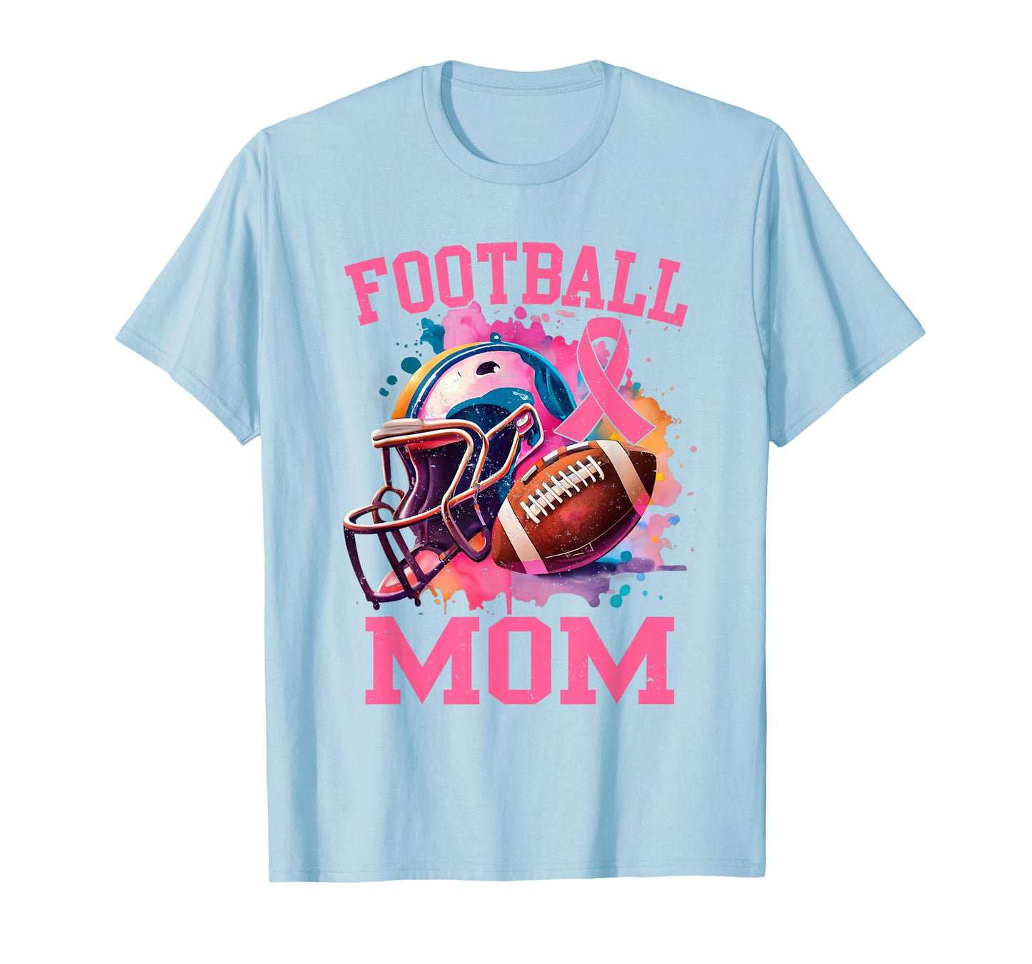 in October We Wear Pink Football Mom Breast Cancer Warrior T-Shirt