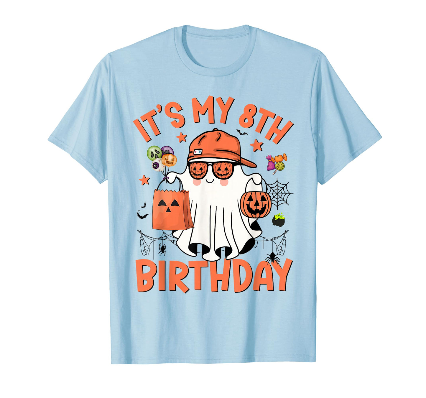 It's My 8th Birthday Funny Halloween Ghost Boo 8th Bday Boy T-Shirt