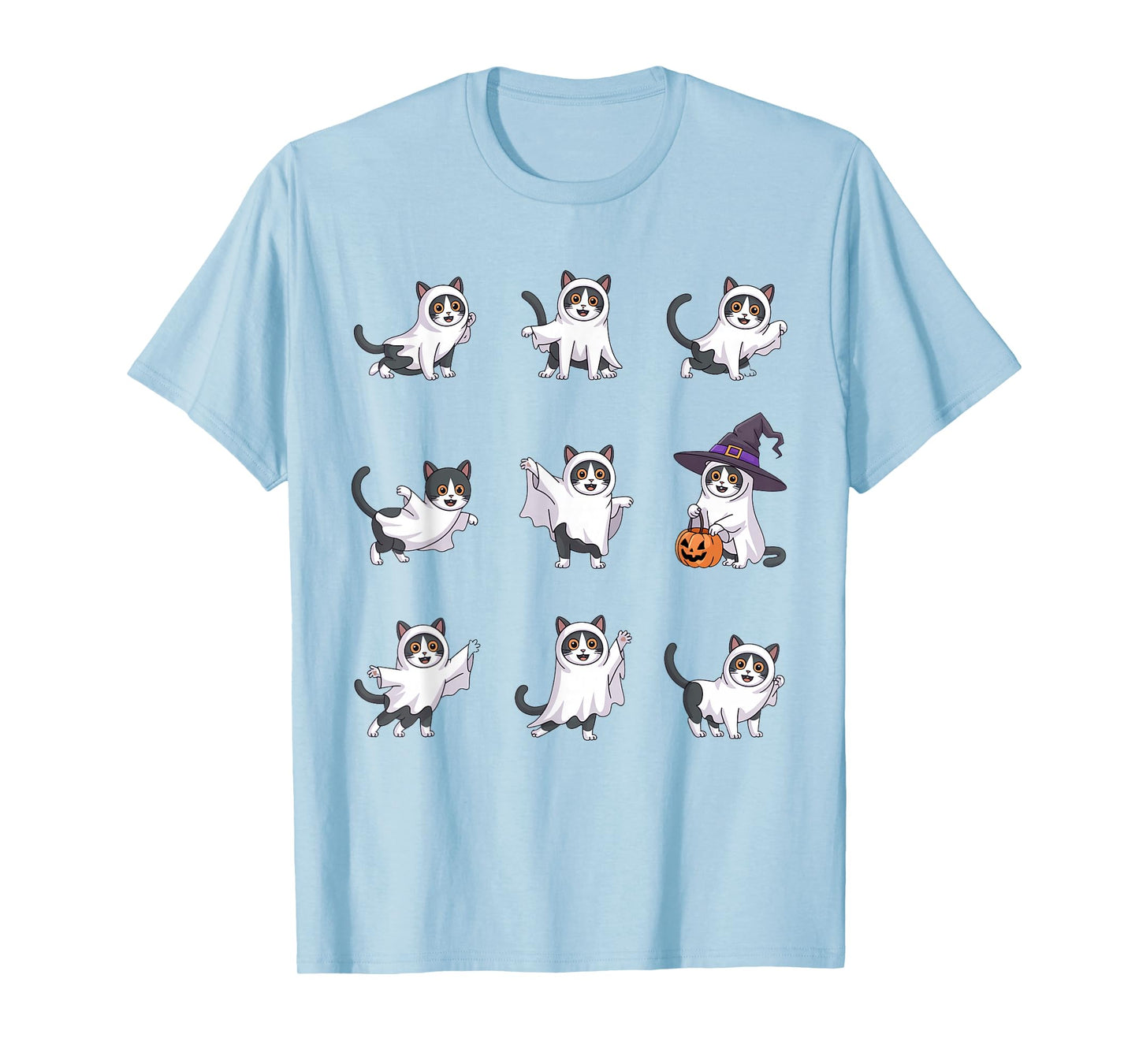 Cute Ghost Cat Funny Halloween Outfit Costumes Black Cat T-Shirt