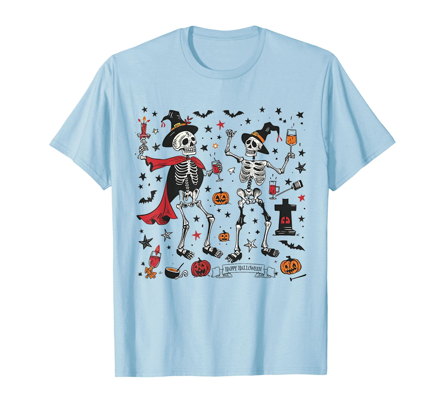 Dancing Skeletons Funny Spooky Halloween Party Men Boys Kids T-Shirt