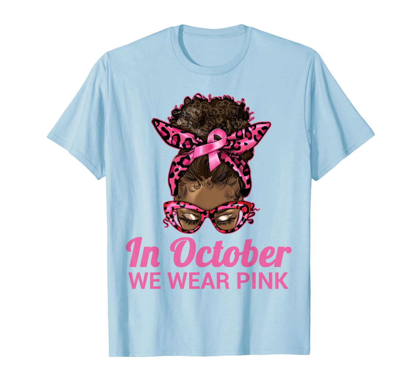 in October We Wear Pink Black Women Breast Cancer Awareness T-Shirt