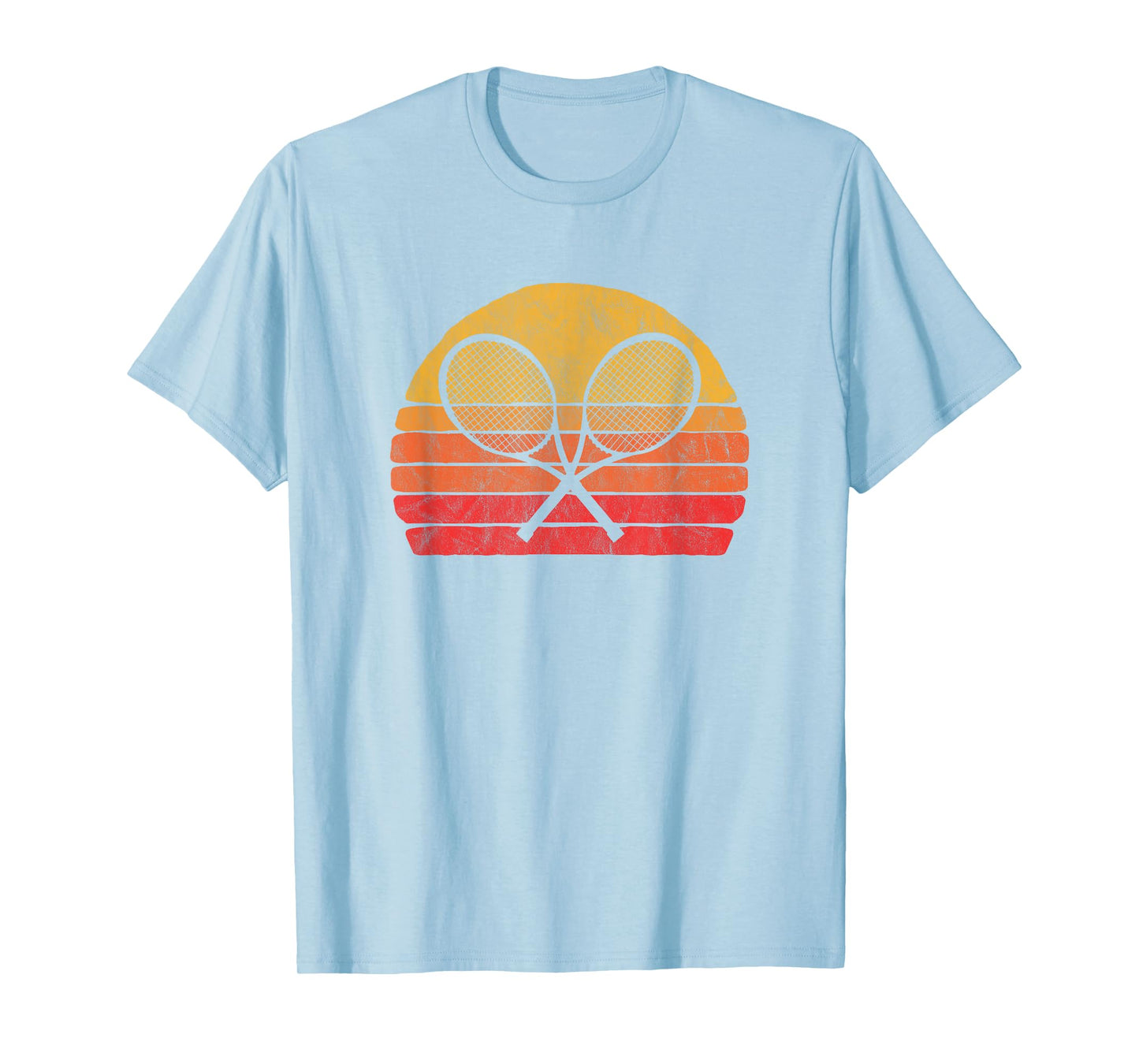 Crossed Tennis Racquets Retro 80s Sun Vintage Graphic T-Shirt