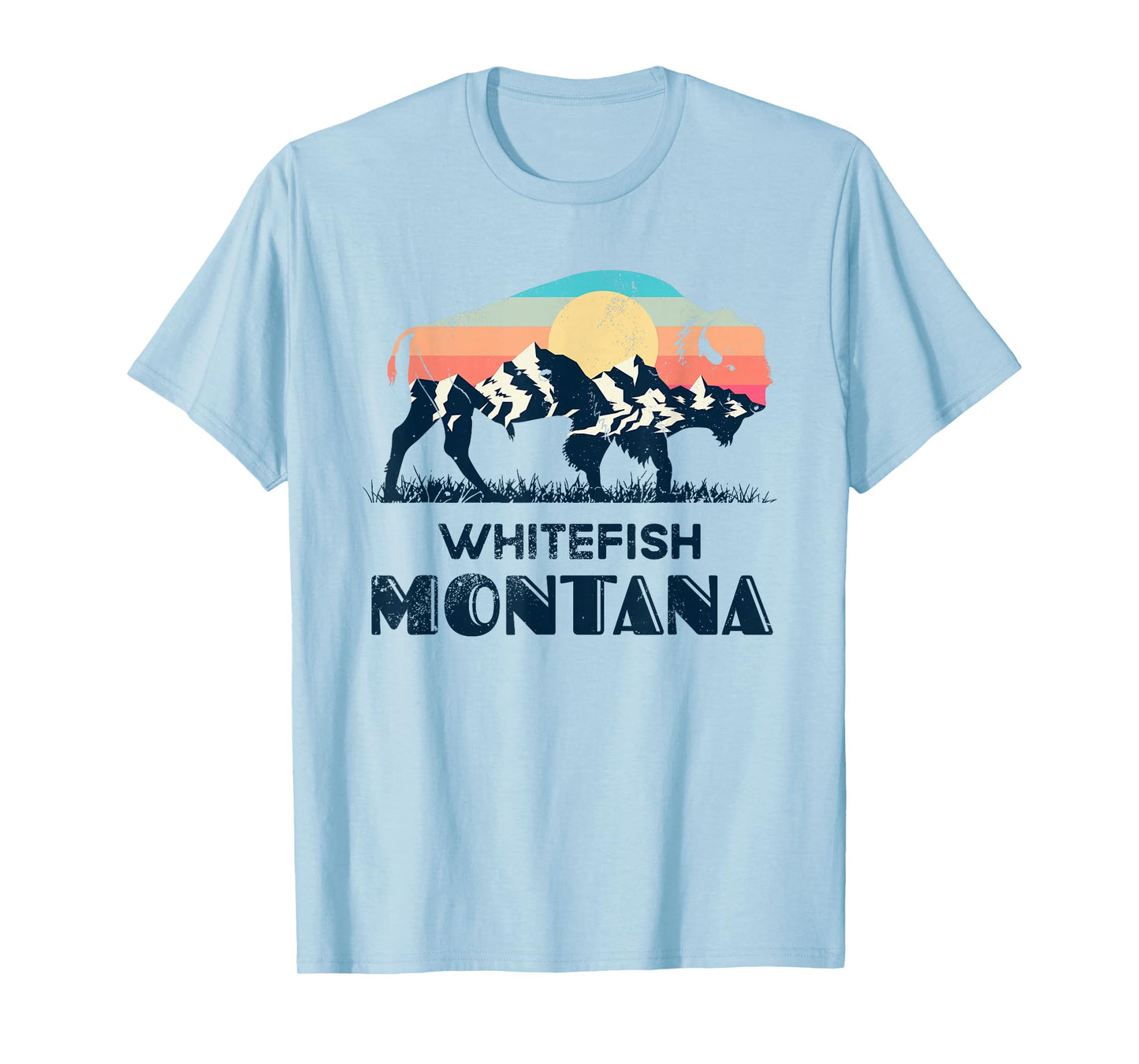 Whitefish Montana Vintage Hiking Bison Nature T-Shirt