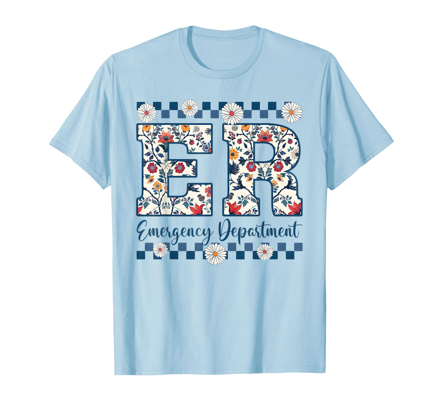 Floral ER Nurse Emergency Department Emergency Room RN T-Shirt