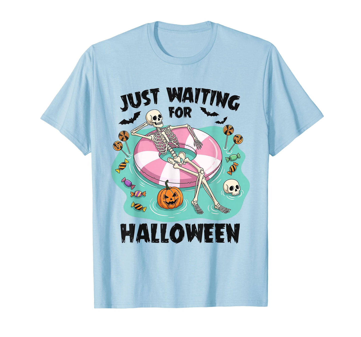 Spooky Summer Skeleton Just Waiting for Halloween T-Shirt