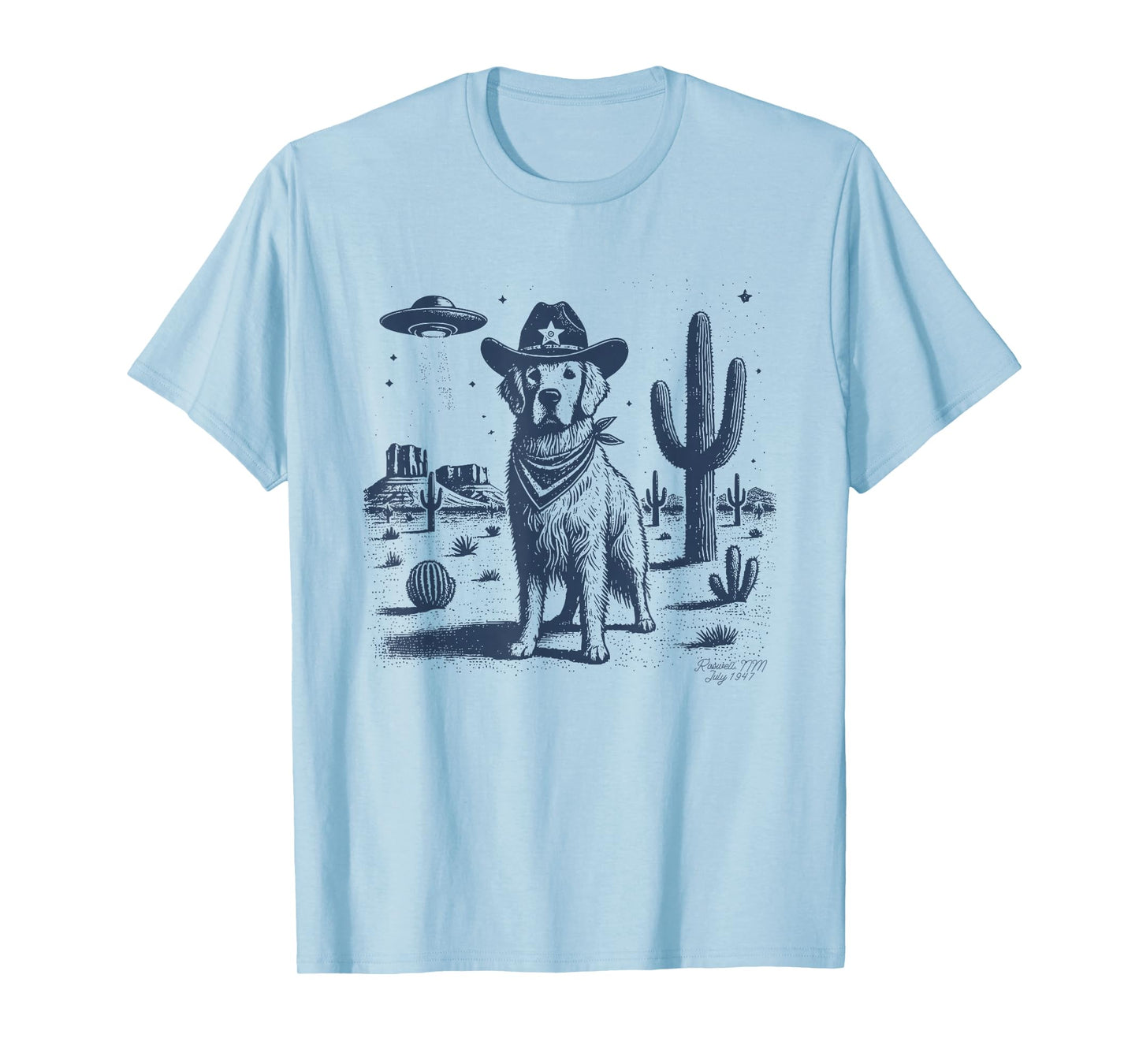 Golden Retriever Cowboy UFO, Golden Retriever Cowboy Hat T-Shirt
