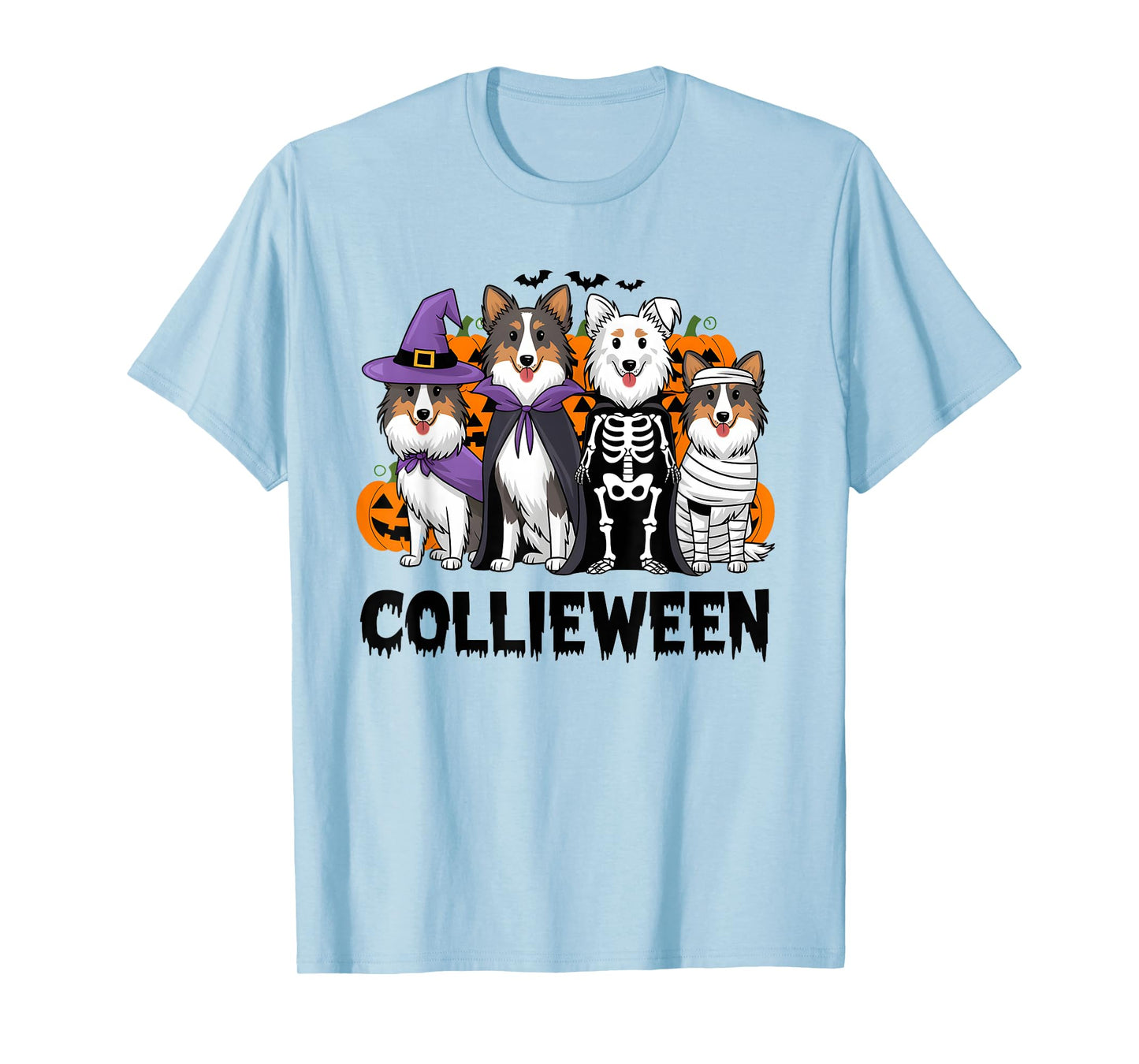 Funny Halloween Rough Collie Dog Lover Collieween Pumpkin T-Shirt