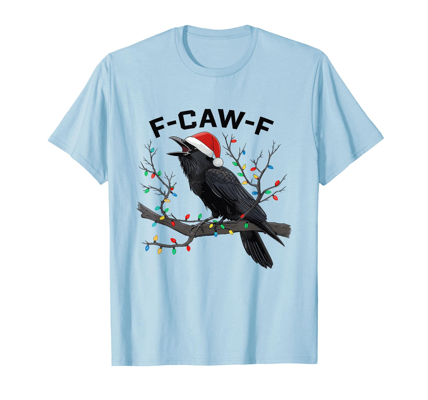 F-CAW-F Crow Raven Christmas Lights Dark Bird Crow Xmas T-Shirt