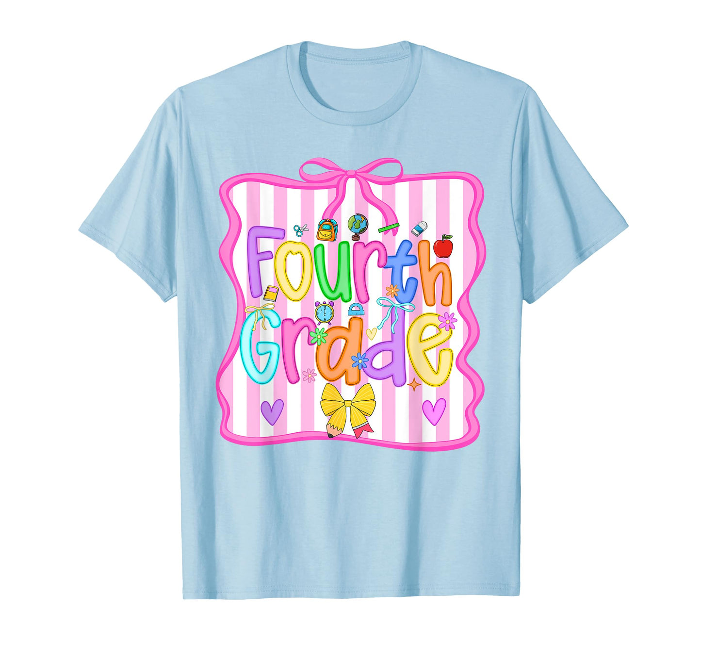 Back To School Fourth Grade Girls Bow 4th Grade Teacher Kids T-Shirt