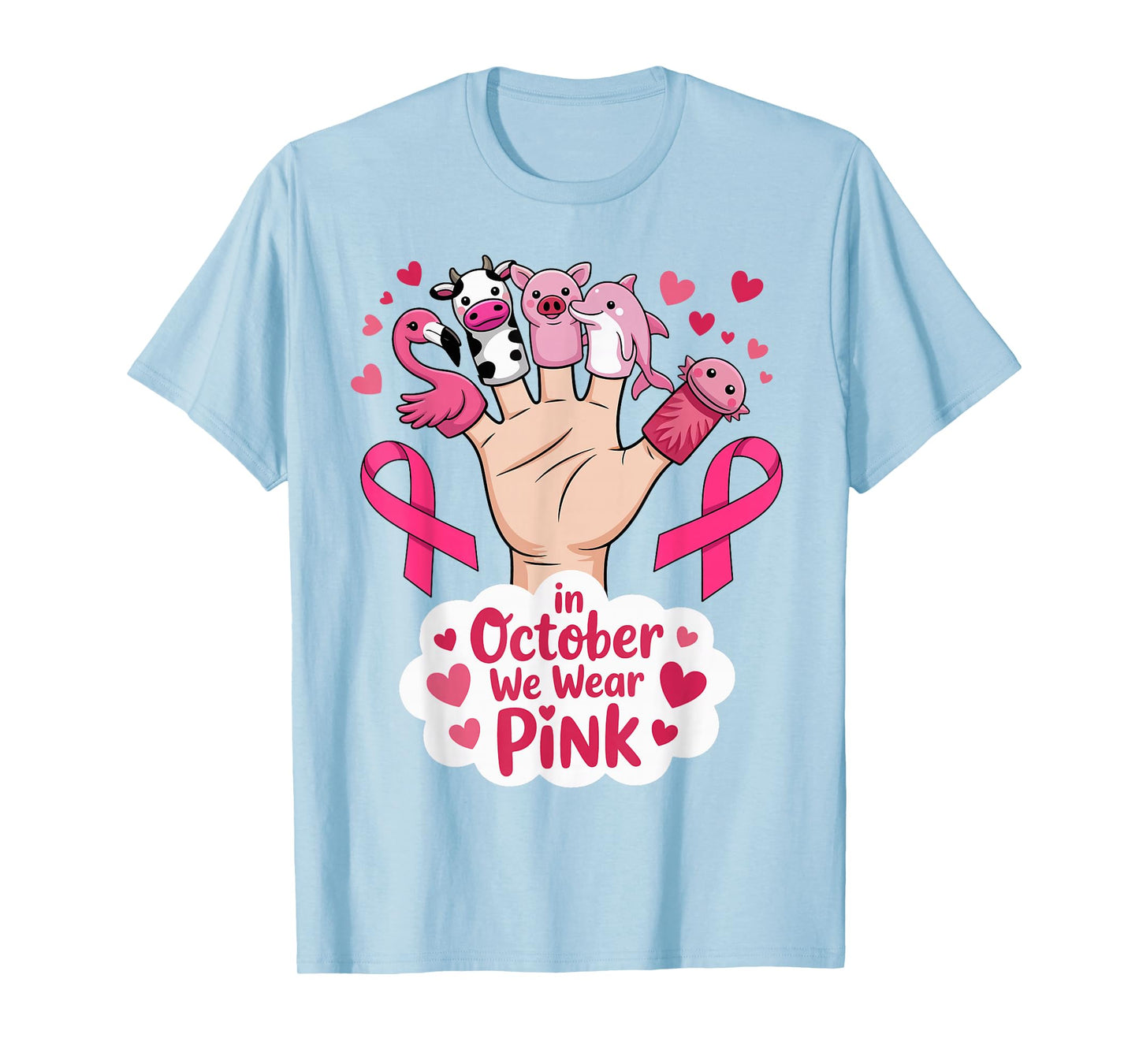 in October We Wear Pink Breast Cancer Awareness Month Kids T-Shirt
