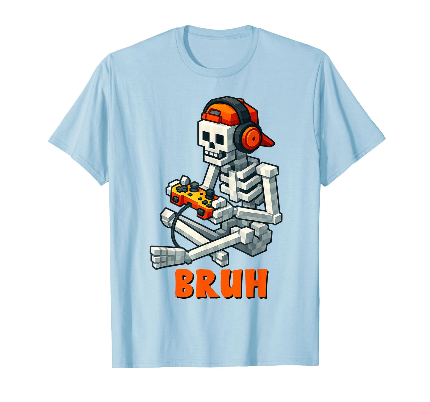 Bruh Skeleton Video Game Halloween Gaming Gamer Boys Men T-Shirt
