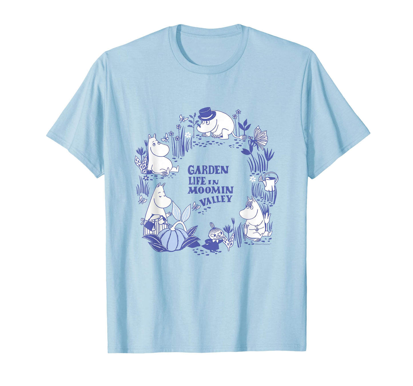 Moomin Garden Life In Moominvalley Blue Print T-Shirt