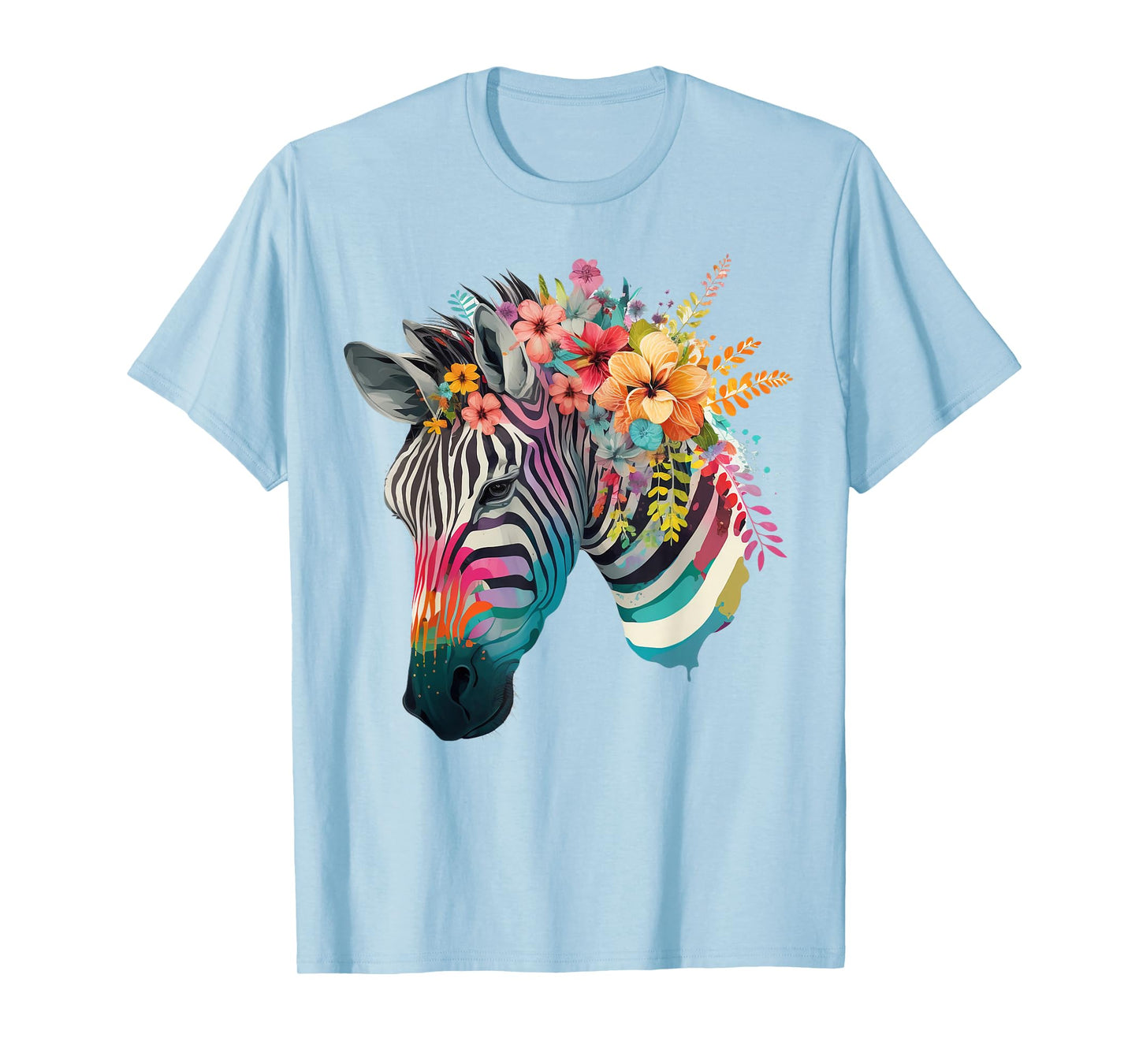 Cute Flower Zebra on summer Floral Zebra T-Shirt