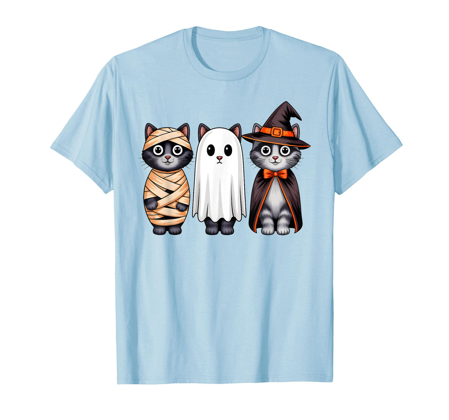 Black Cat Witch Ghost Pumpkin Halloween Costume Girls Women T-Shirt