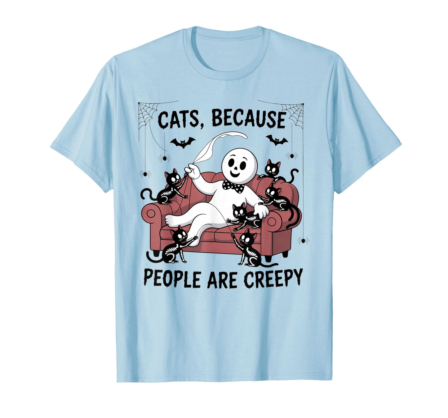 Cats Because People are Creepy Ghost Halloween Cat Mom Kids T-Shirt