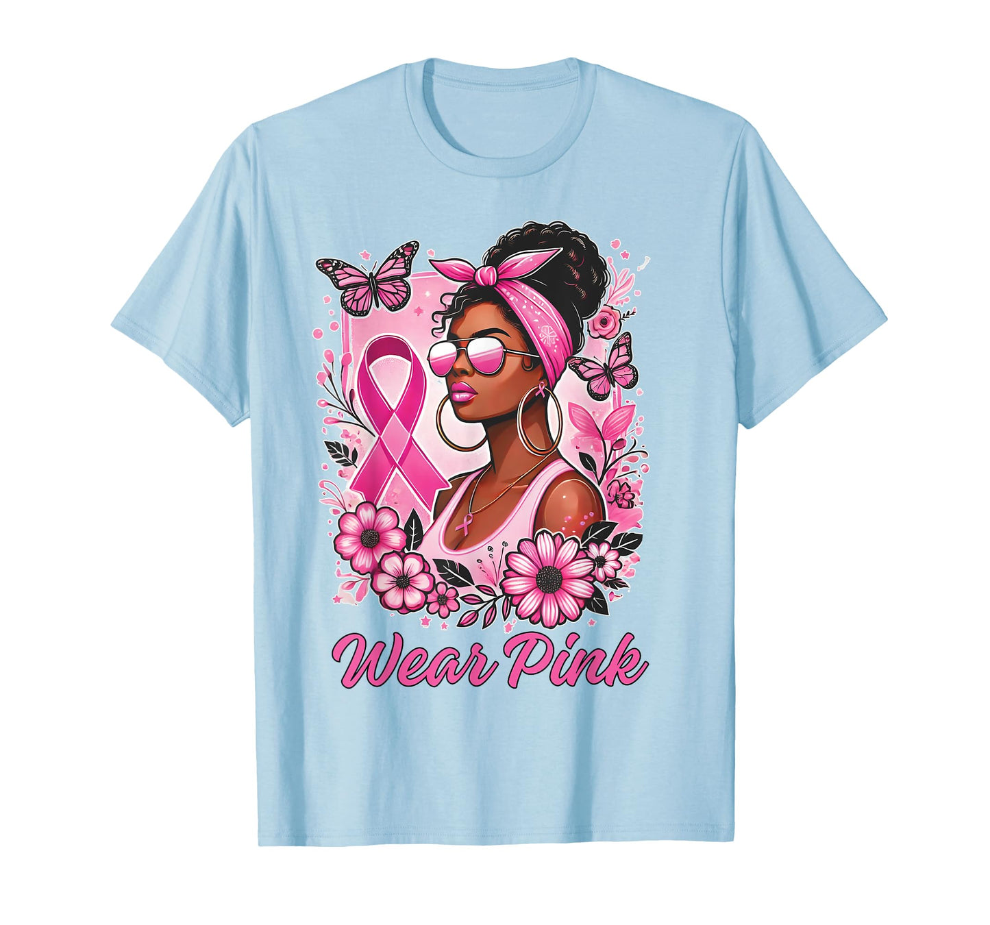 Breast cancer awareness Wear Pink African American support T-Shirt