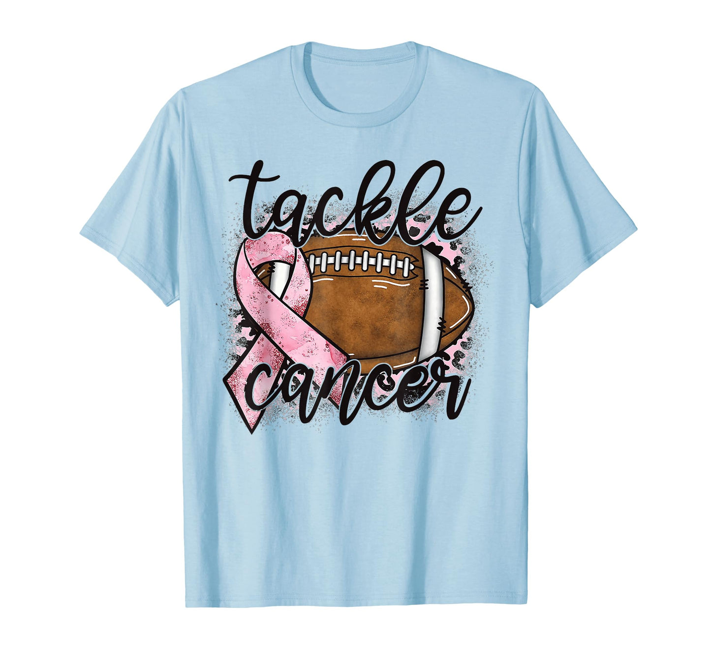 Tackle Cancer Football Pink Ribbon Breast Cancer Awareness T-Shirt