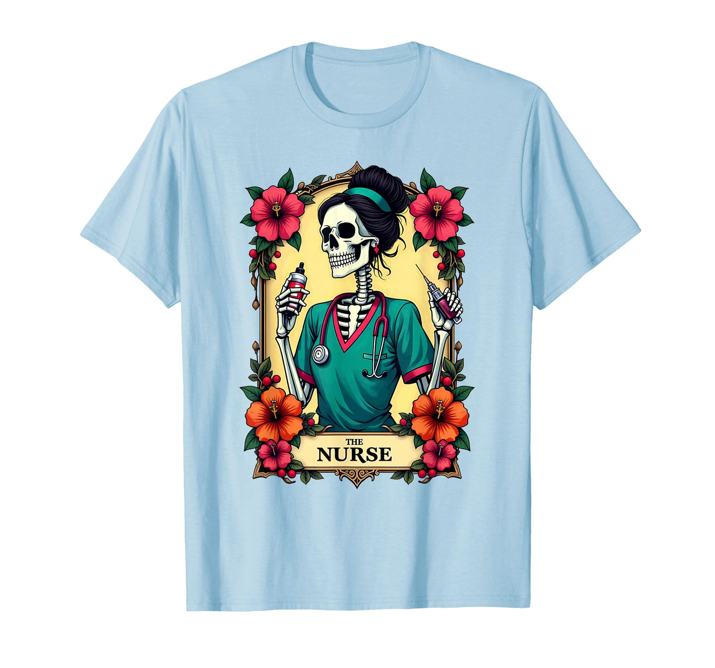 Gothic Tarot Card Skeleton The Nurse T-Shirt