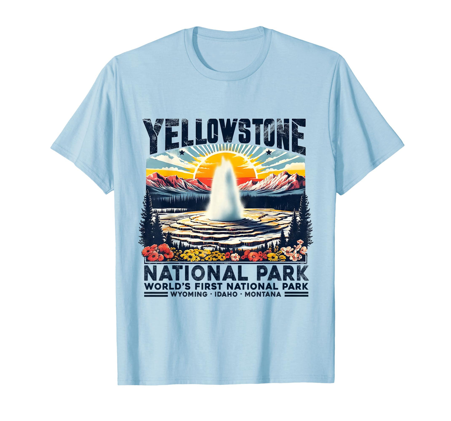 Yellowstone National Park Family Road Trip Retro Travel Art T-Shirt