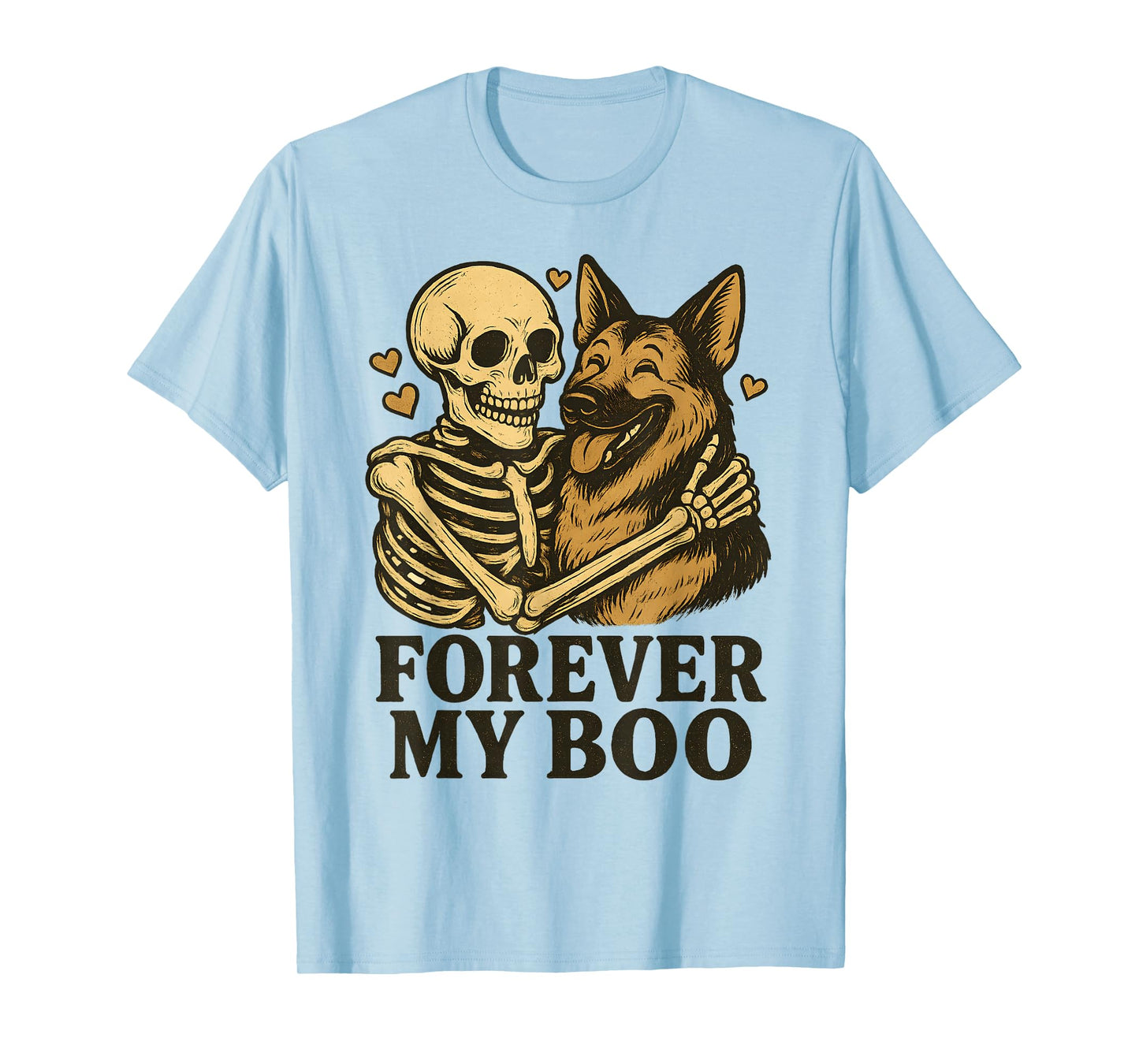 Forever My Boo Halloween Skeleton with German Shepherd Lover T-Shirt