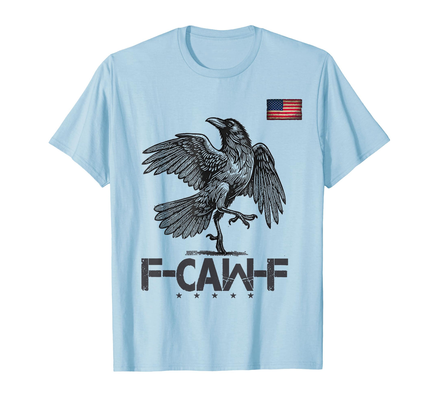 Funny F CAW F Crow Black Bird USA Vintage Flag (On Back) T-Shirt