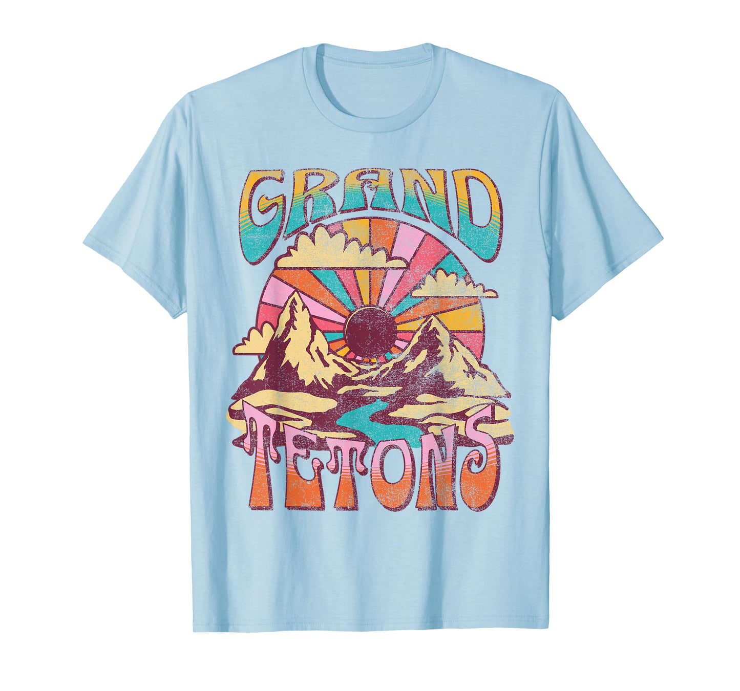 Grand Teton Wyoming Nature Hiking Mountains Outdoors Vintage T-Shirt