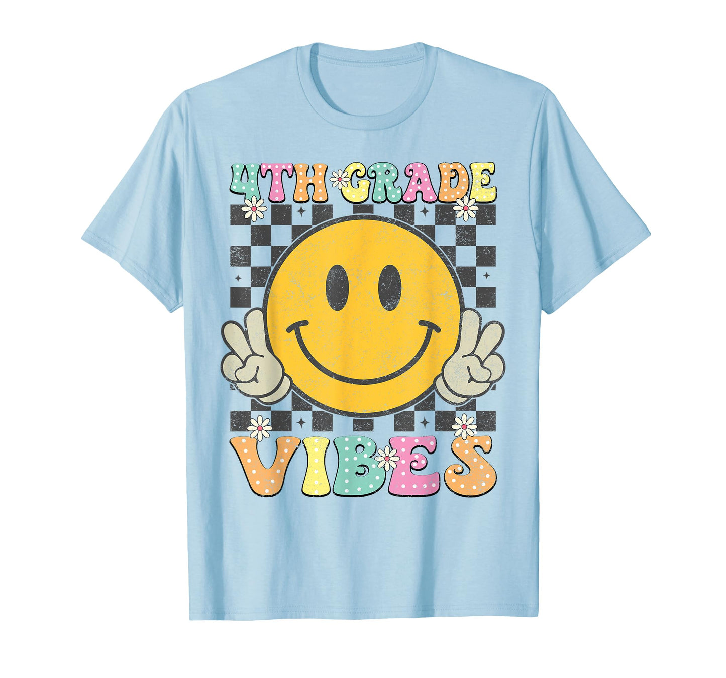Girls 4th Grade Vibes Smile Face Back to School Fourth grade T-Shirt
