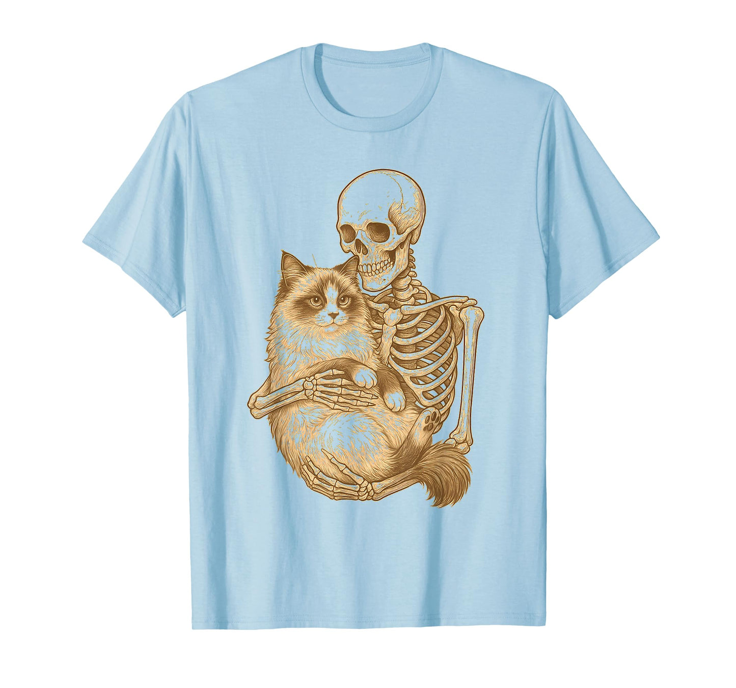 Skeleton Hugging Ragdoll Cat T-Shirt