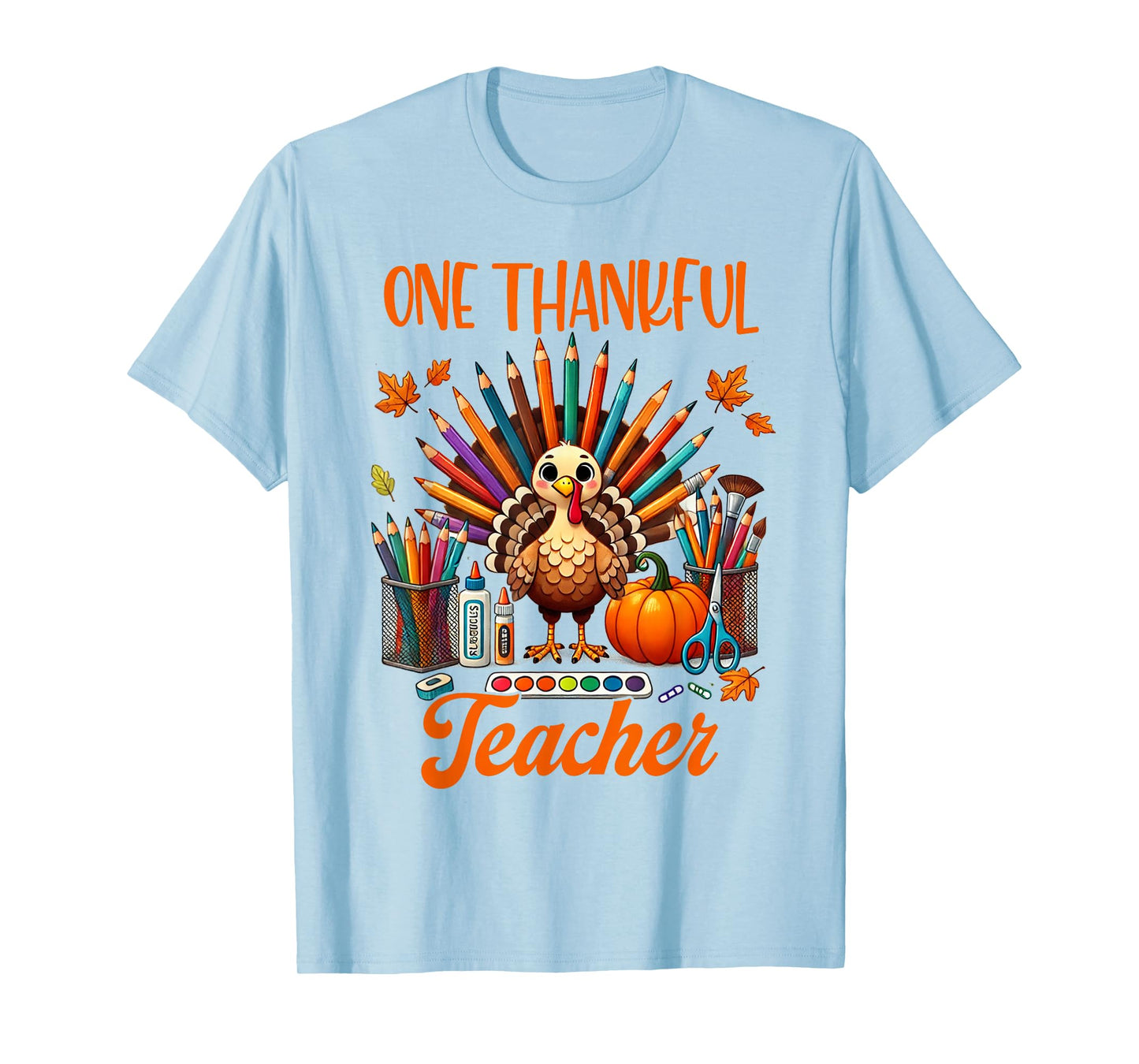One Thankful Teacher Squad Teaching Turkey Fall Thanksgiving T-Shirt