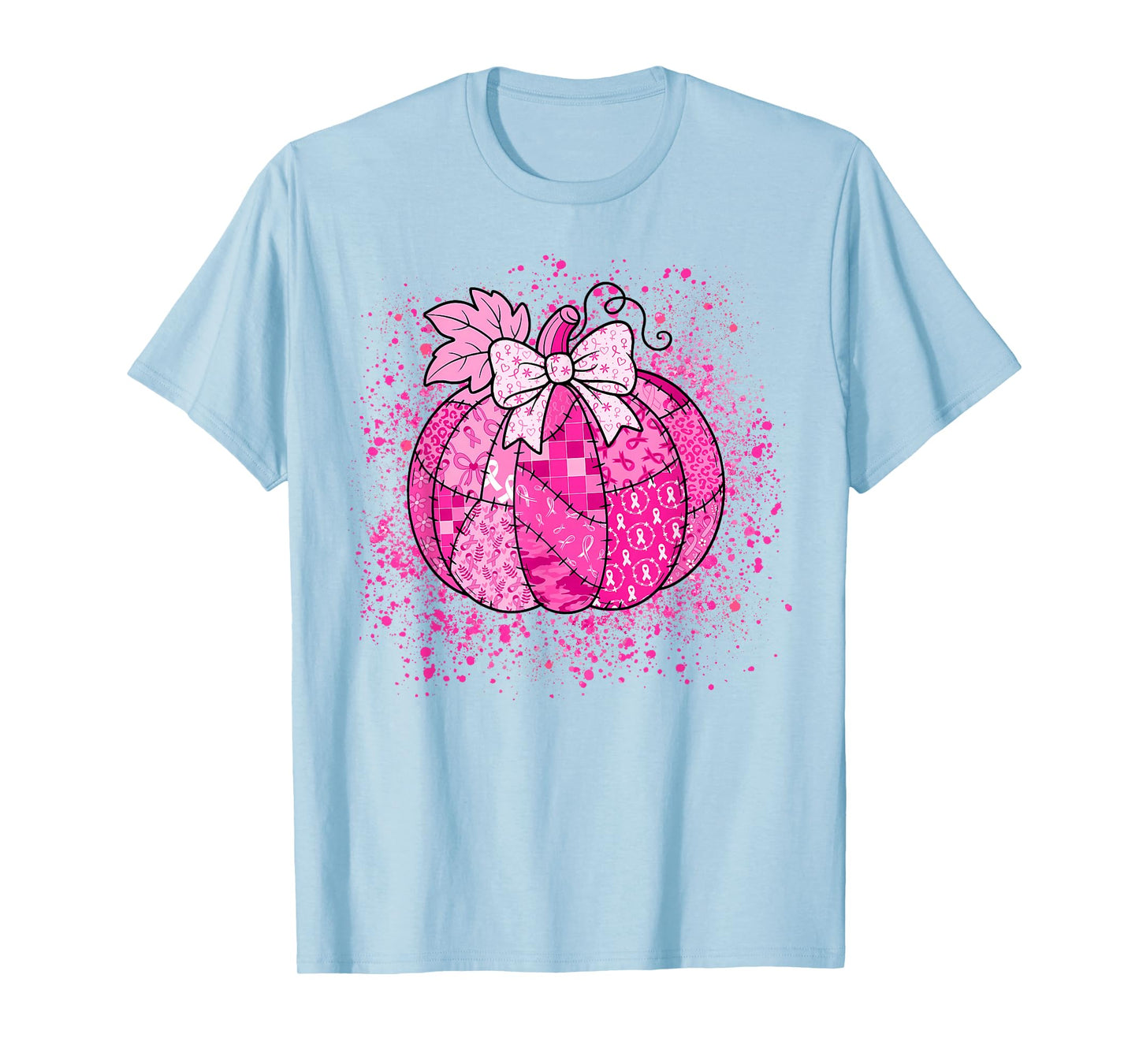 in October We Wear Pink Breast Cancer Pumpkin Halloween T-Shirt
