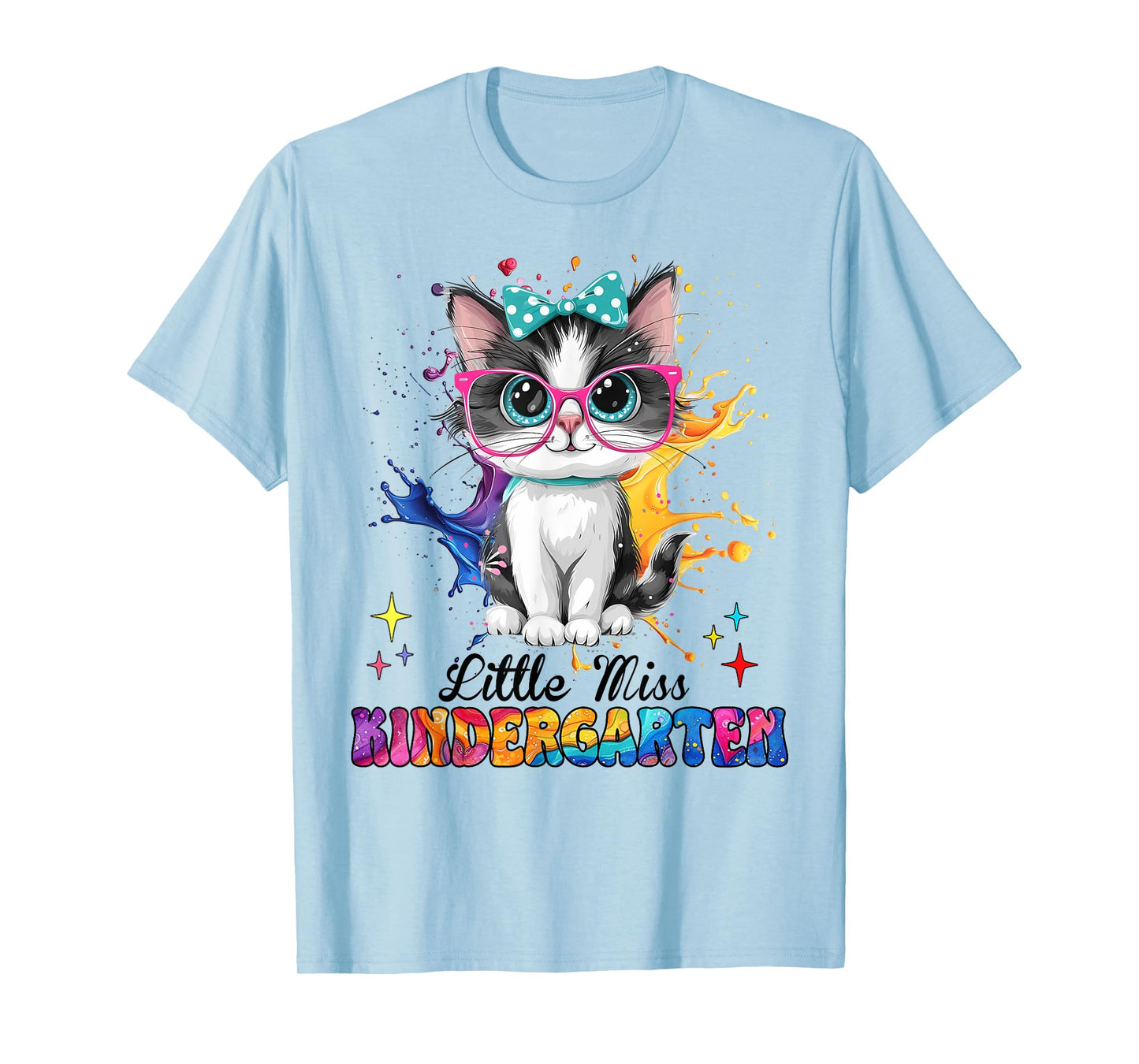 Little Miss Kindergarten Kitten Back To School Cat Girl Kids T-Shirt