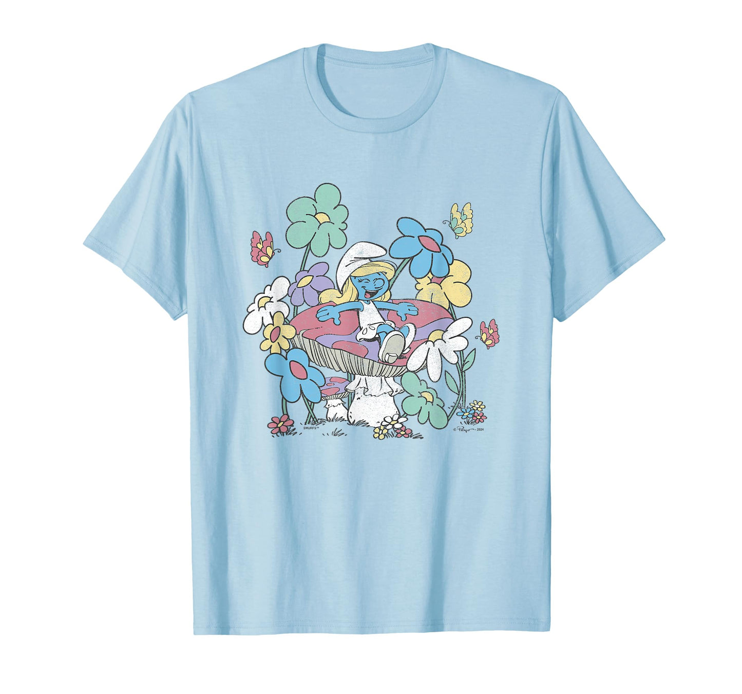 The Smurfs Smurfette Having Fun In Nature Distressed T-Shirt
