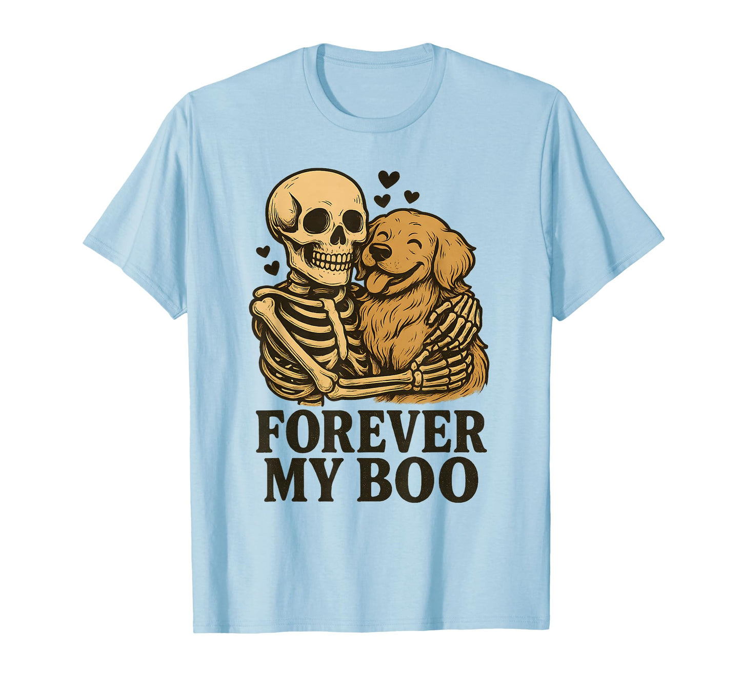 Forever My Boo Halloween Skeleton with Golden Retriever Love T-Shirt