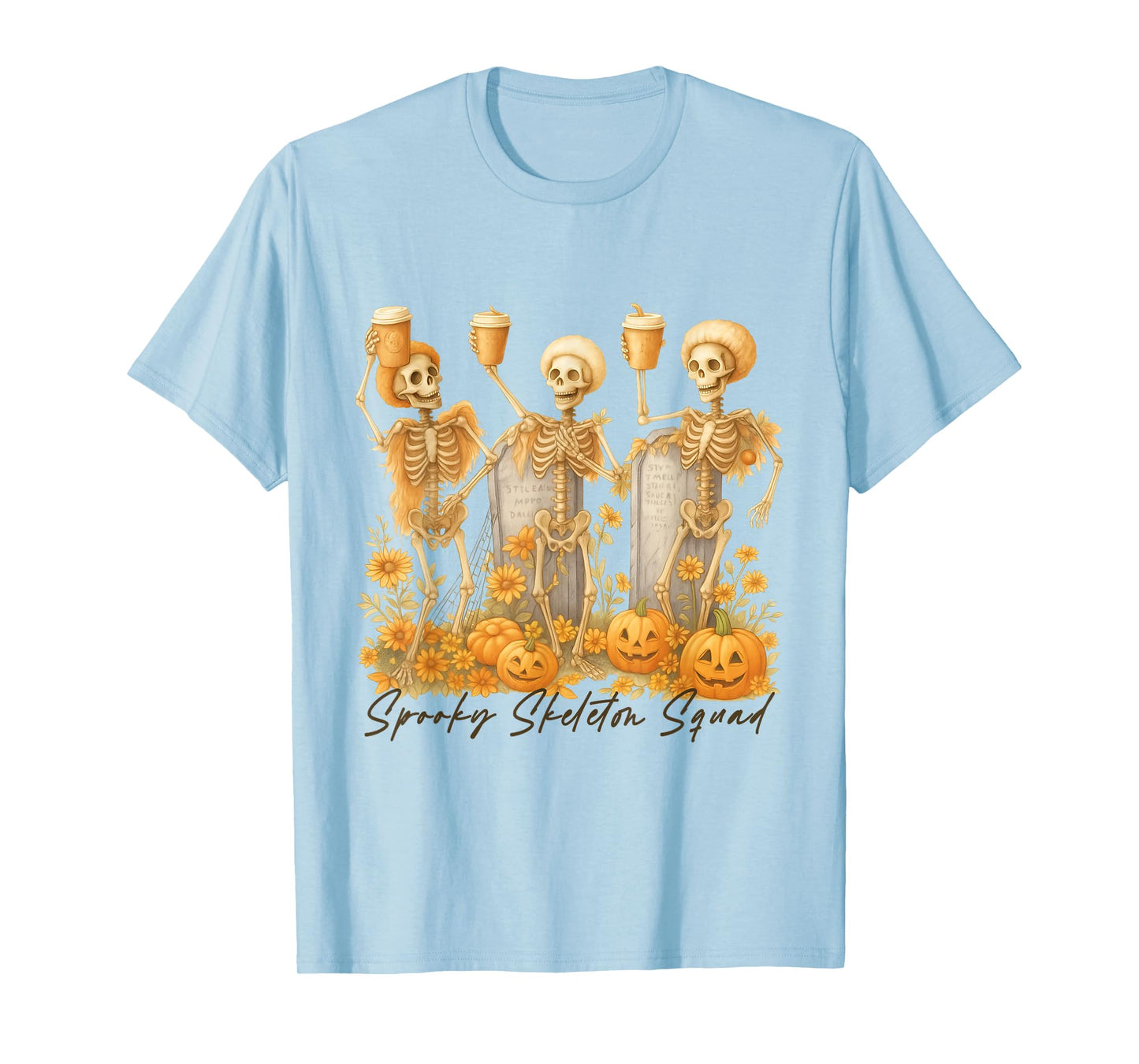 Spooky Skeleton Squad, Spooky Fall Skeleton Halloween Tees T-Shirt