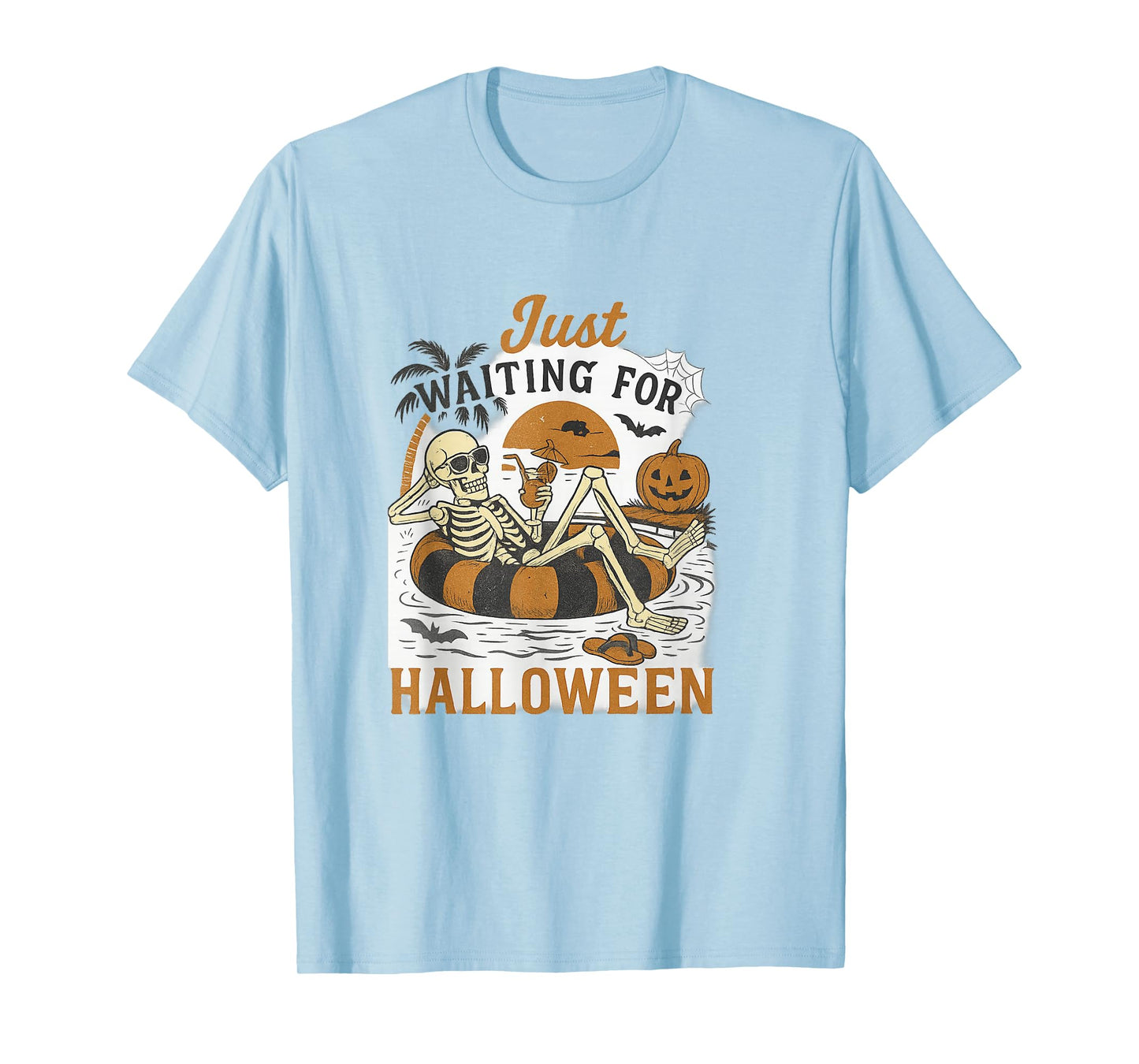 Waiting for Halloween Skeleton Fun Pool Party T-Shirt