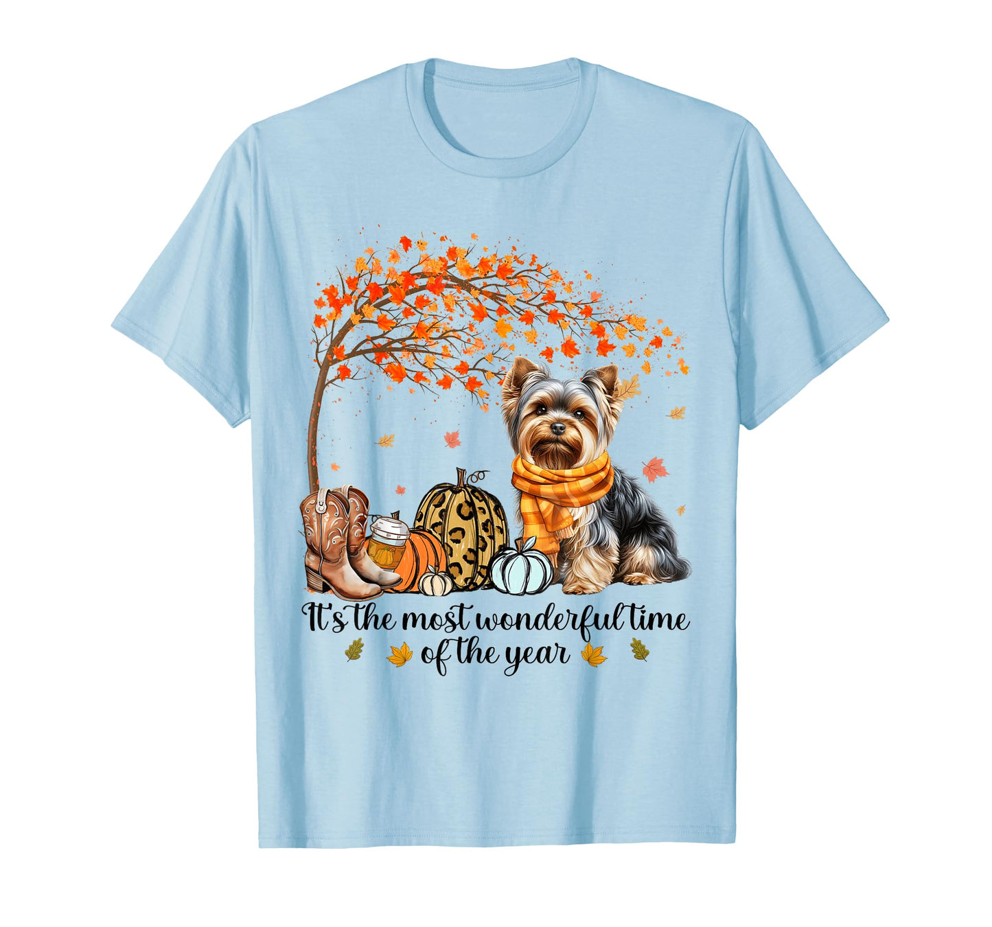 It’s The Most Wonderful Time Yorkie Pumpkins Autumn Fall T-Shirt