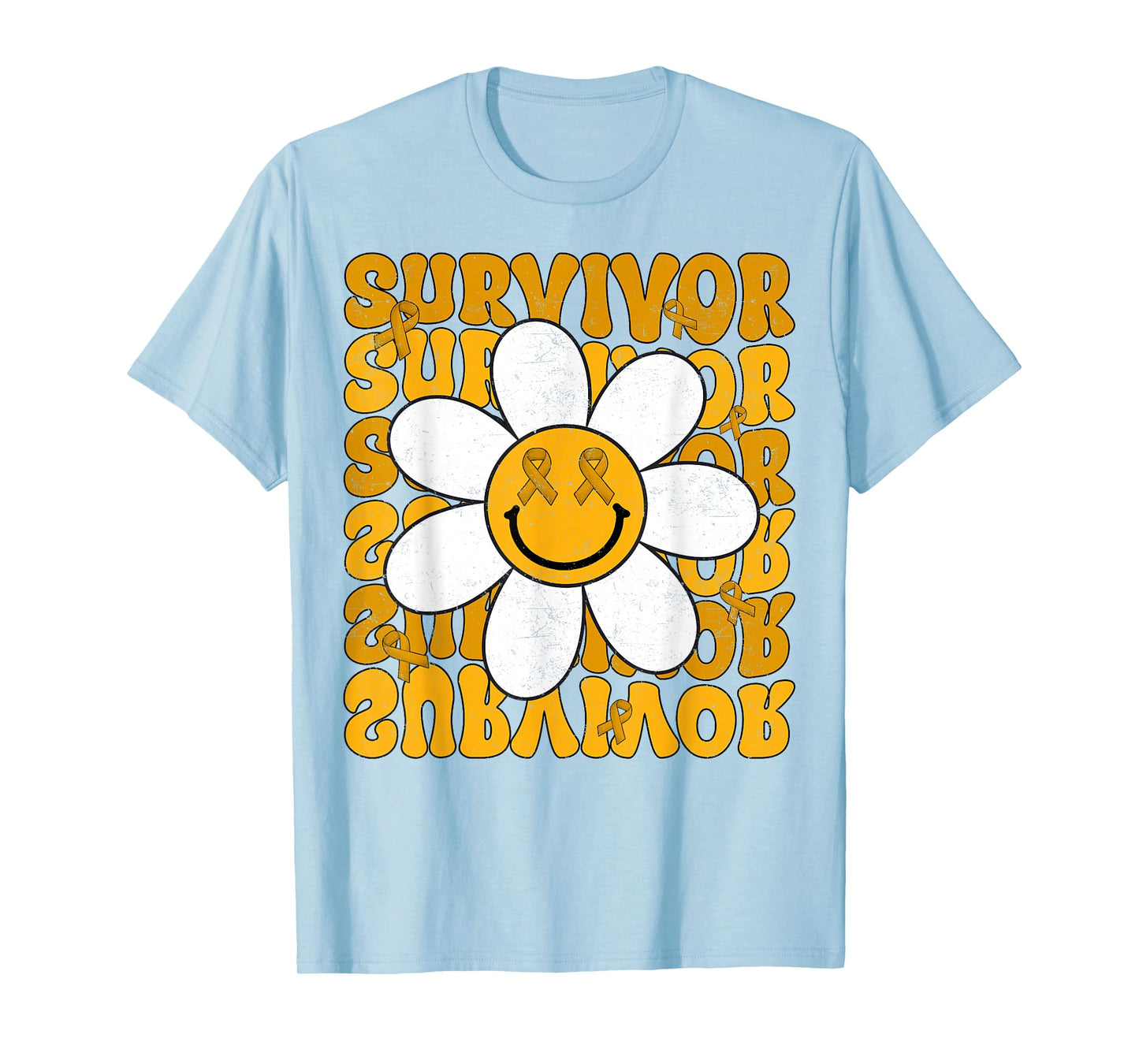 Retro Groovy Childhood Cancer Awareness Month Survivor Kids T-Shirt