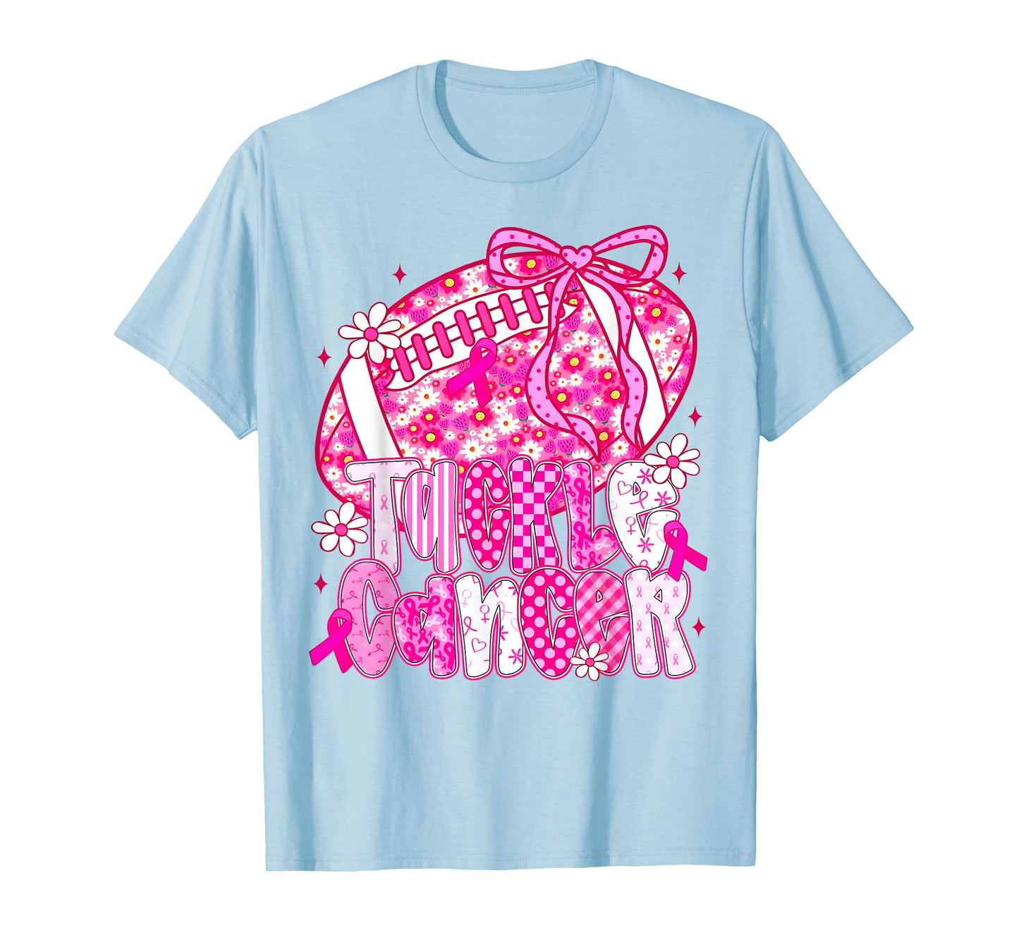 Tackle Breast Cancer Awareness American Football Bow Womens T-Shirt