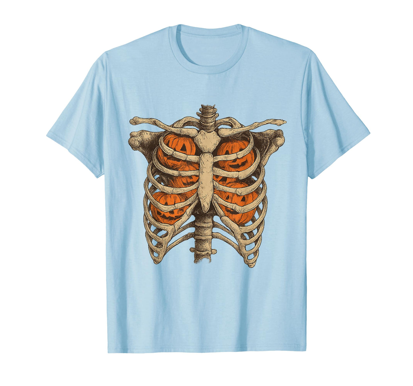 Funny Pumpkin Skeleton Rib Cage Halloween Costume Skeleton T-Shirt