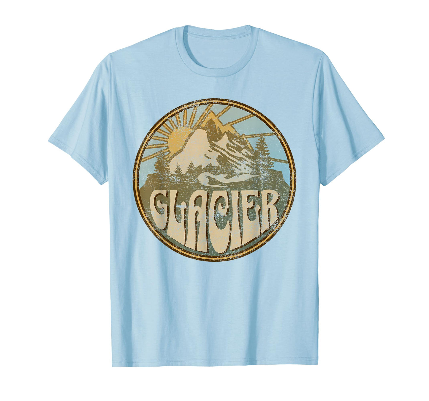 Glacier Montana Nature Mountains Hiking Outdoors Vintage T-Shirt