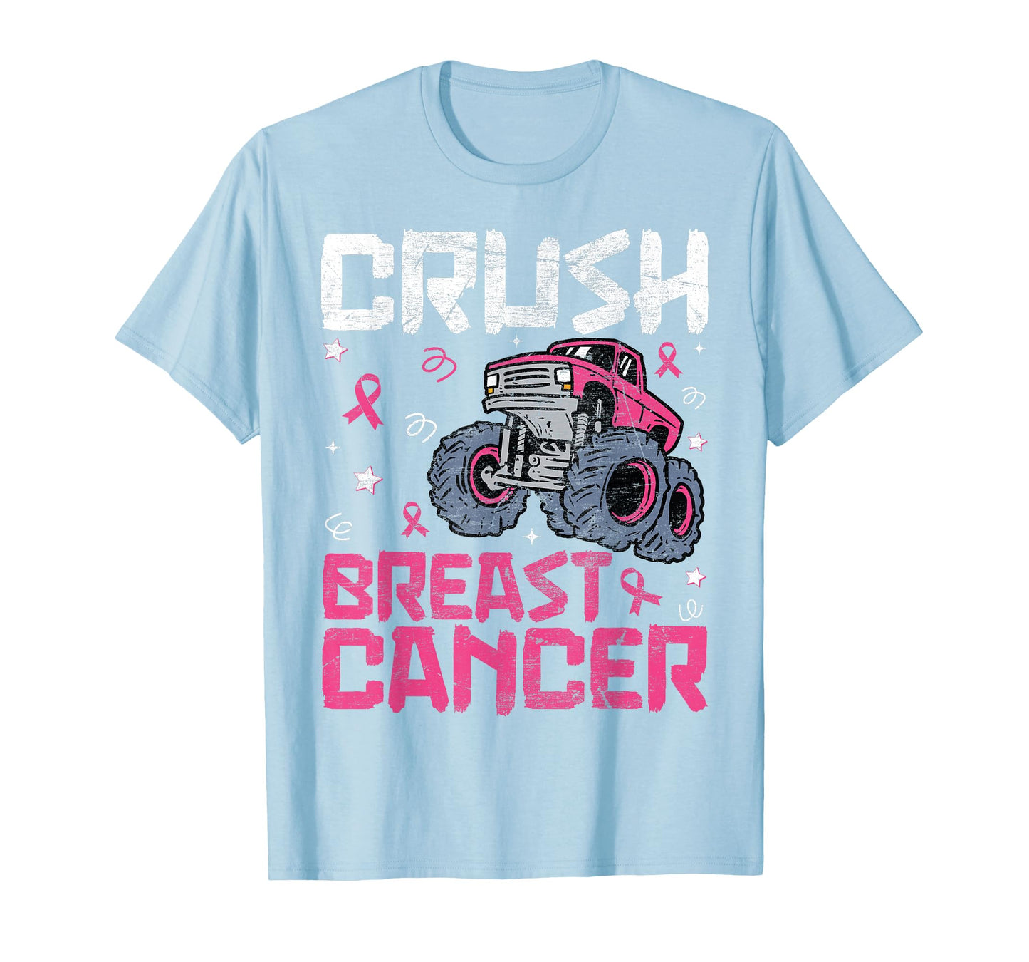 Crush Breast Cancer Awareness Monster Truck kids Boys Girls T-Shirt