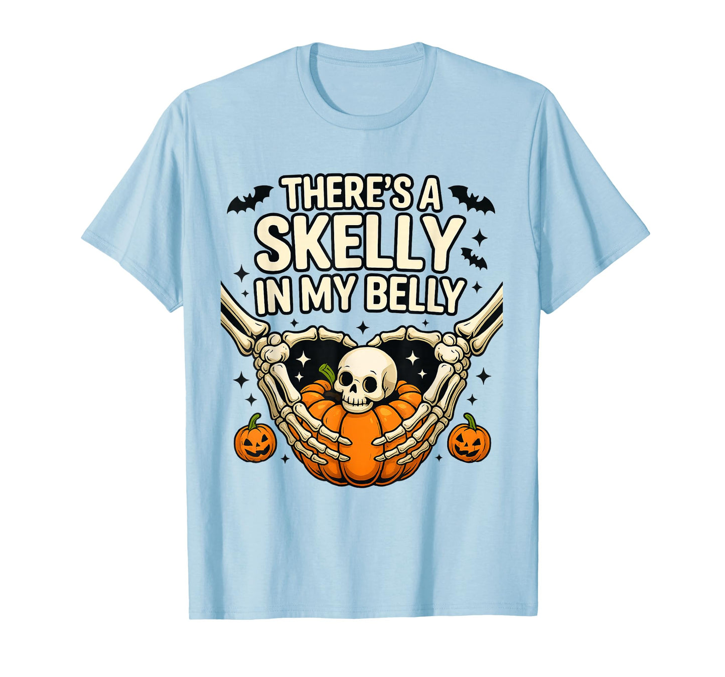 Skelly in My Belly Pregnant Halloween Funny Expecting Mom T-Shirt